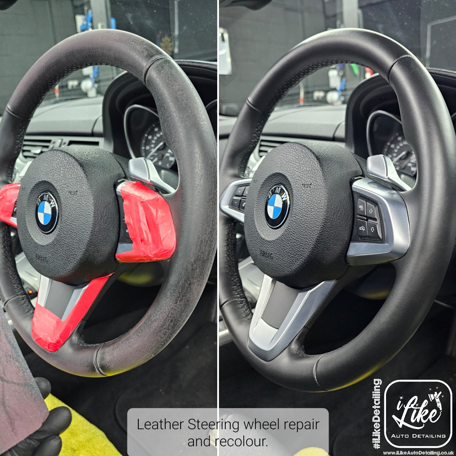 Leather steering wheel repair