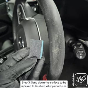 Leather repair sanding steering wheel